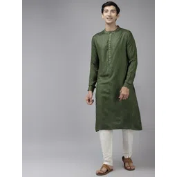 See Designs Men Green Thread Work Kurta with Trousers-picture-25