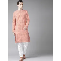 See Designs Men Peach-Coloured Geometric Printed Kurta-picture-28