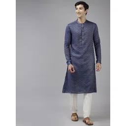 See Designs Men Purple Embroidered Thread Work Kurta with Trousers-picture-31