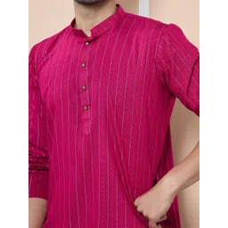 See Designs Men Striped Mirror Work Kurta image 2