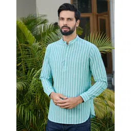 See Designs Men Striped Woven Design Cotton Straight Kurta-picture-23
