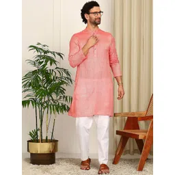 See Designs Men Woven Striped Silk Straight Kurta-picture-37