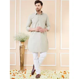 See Designs Regular Long Sleeves Shirt Collar Pure Cotton Kurta with Pyjamas-picture-23