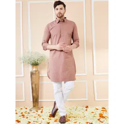 See Designs Shirt Collar Long Sleeves Pure Cotton Pathani Kurta With Pyjamas-picture-24