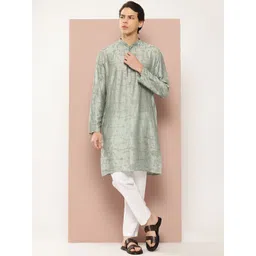 See Designs Woven Design Mandarin Collar Straight Kurta-picture-29