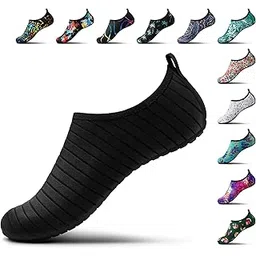 SEEKWAY Womens and Mens Water Shoes Quick-Dry Aqua Socks Barefoot for Outdoor Beach Swim Sports Yoga Snorkeling SK002 701 Stripe Black 8-9 women/7-8 Men-picture-17