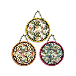 SEHAZ ARTWORKS 3-Pcs White & Yellow Printed Wooden Wall Hangings-picture-21