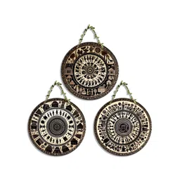 SEHAZ ARTWORKS 3Pcs Black & Off White Textured Wooden Wall Decor Hangings-picture-32