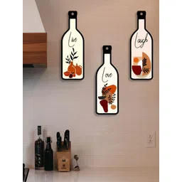 sehaz artworks SEHAZ ARTWORKSCream-Colored & Black 3 Pieces Printed Wooden Wall Decor Hangings-picture-37