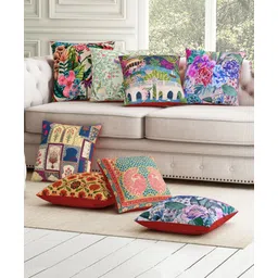 Sej by Nisha Gupta Abstract Premium Cushion Covers Pack of 8 - Multicolor-picture-33
