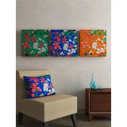 SEJ by Nisha Gupta Blue & Green Set of 3 Floral Wall Art-picture-41