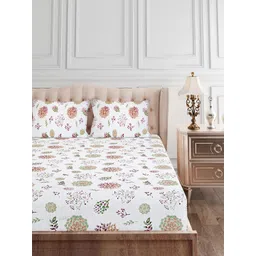 SEJ by Nisha Gupta Floral 144 TC Queen Bedsheet with 2 Pillow Covers-picture-33