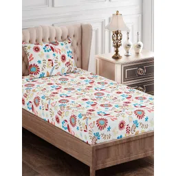 SEJ by Nisha Gupta Floral 144 TC Single Bedsheet with 1 Pillow Cover-picture-19
