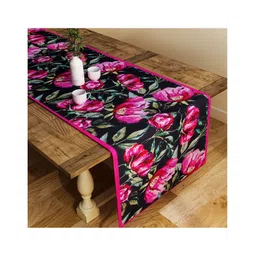 SEJ by Nisha Gupta Floral Black Table Runner - Black-picture-25