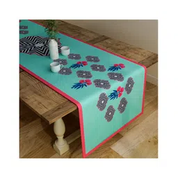 SEJ by Nisha Gupta Floral Blue Table Runner - Blue-picture-30