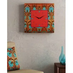 sej by nisha gupta Floral Print Square Shape wall Clock-picture-41