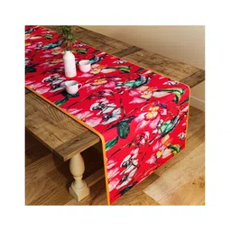 SEJ by Nisha Gupta Floral Red Table Runner - Red-picture-24