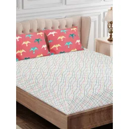 SEJ by Nisha Gupta Geometric Green 160 TC Cotton Double Bed Sheet with 2 Pillow Covers-picture-29