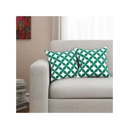 SEJ by Nisha Gupta Green & White Cushion Covers - Set of 2-image-41