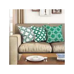 SEJ by Nisha Gupta Green & White Cushion Covers - Set of 3-image-38