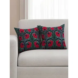 SEJ by Nisha Gupta Green Set of 2 Printed 16'' x 16'' Square Cushion Covers-image-42
