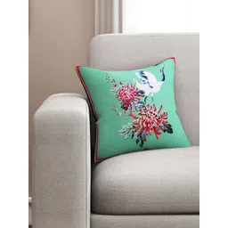 SEJ by Nisha Gupta Green Single Abstract Square Cushion Cover-image-47