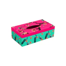 SEJ by Nisha Gupta Green Wooden Tissue Paper Box Holder - Set of 1-image-23