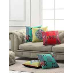 SEJ by Nisha Gupta Multicolor Cushion Covers - Set of 5-picture-41