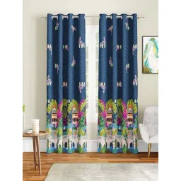 SEJ by Nisha Gupta Navy Polyester 9 Ft. Long Door Curtain - Set of 2-picture-44