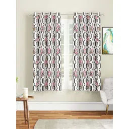 SEJ by Nisha Gupta Off-White Polyester 5 Ft. Window Curtain - Set of 2-picture-42