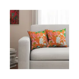 SEJ by Nisha Gupta Orange Cushion Covers - Set of 2-picture-28