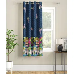 SEJ by Nisha Gupta Single Abstract Eyelet Window Curtain - Blue-picture-20