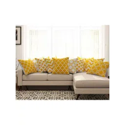 SEJ by Nisha Gupta Yellow & White Cushion Covers - Set of 10-picture-38