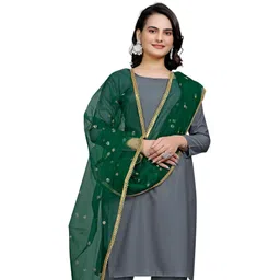 sekmany Net Embroidered Green Women Dupatta-picture-28