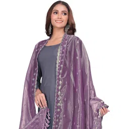 sekmany Organza Printed Purple Women Dupatta-picture-18