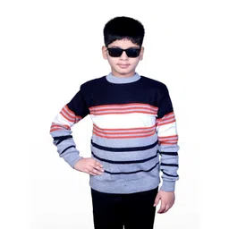 Selcan Unisex Kids Striped Woollen Long Sleeves Sweaters-picture-55