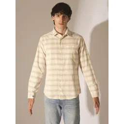 Selected Homme Beige Cotton Regular Fit Checks Shirt-picture-13