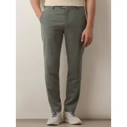 SELECTED HOMME Green Melange Slim Fit Flat Front Trousers-picture-32
