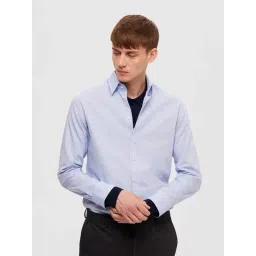 SELECTED HOMME Light Blue Slim Fit Textured Shirt image 1