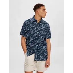 SELECTED HOMME Navy Regular Fit Floral Print Shirt-picture-11