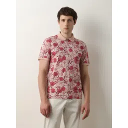 SELECTED HOMME Pink Slim Fit Floral Print Cotton Polo T-Shirt-picture-37