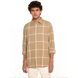 selected homme Selected Beige Cotton Slim Fit Checks Shirt-picture-19