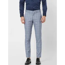Selected Homme Slim Light Blue Mid Rise Checked Suits Chinos-picture-24
