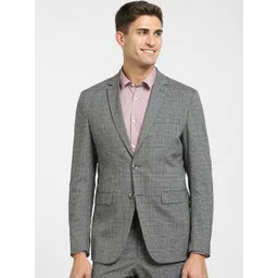 SELECTED Men Grey Checked Single Breasted Slim-Fit Formal Blazers-picture-27