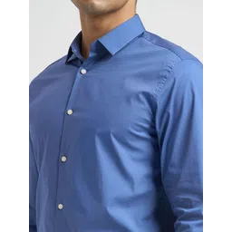 SELECTED Men Slim Fit Solid Spread Collar Formal Cotton Shirt image 5