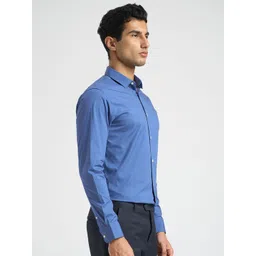 SELECTED Men Slim Fit Solid Spread Collar Formal Cotton Shirt image 3