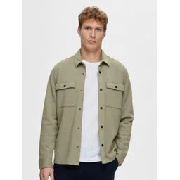 SELECTED Men Solid Shirt Collar Front Open Sweatshirt-picture-10