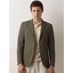 SELECTED Striped Slim-Fit Notched Lapel Collar Single-Breasted Casual Blazer-picture-11