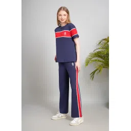 Selecting Fashion Premium Co-Ords Set For Women, Navy Blue and Red Track Suit, Casual Wear image 3