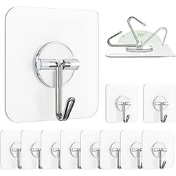 Self Adhesive Wall Hooks - 30 Pcs Heavy Duty Wall Hooks for Hanging | Nail Free Sticky Hooks for Wall Heavy Items Without Drilling, Transparent Wall Hanger Hook (Flower Hook, 30)-picture-23